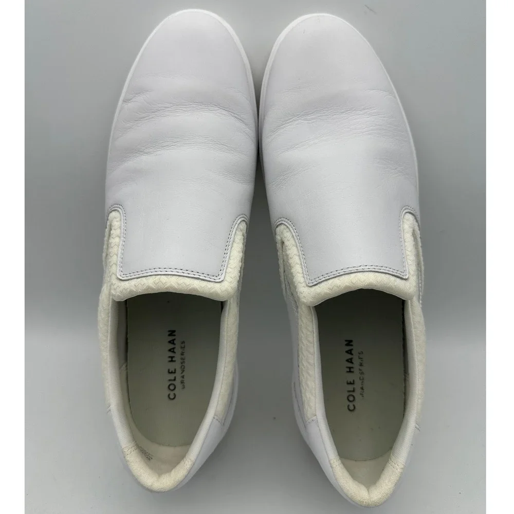 Cole Haan Grand Series‎ White Leather Slip On Sneakers Women Size 9.5 B